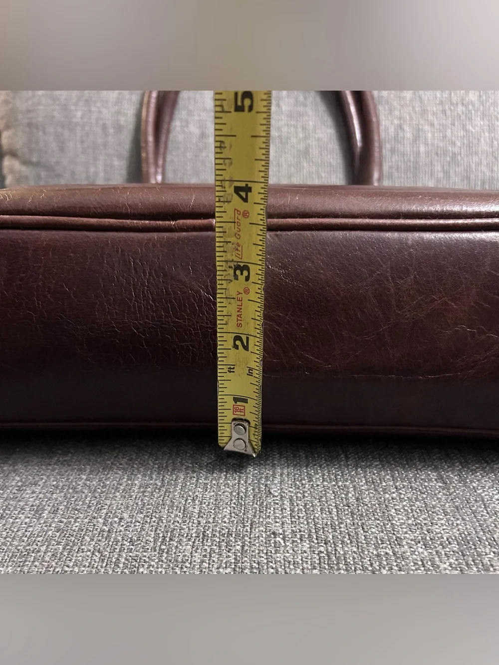 Latico Brown Leather Laptop Bag with silver zipper closure